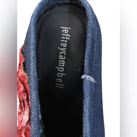 Jeffrey Campbell Red and Blue Mules with Floral Design - Picture 5 of 11